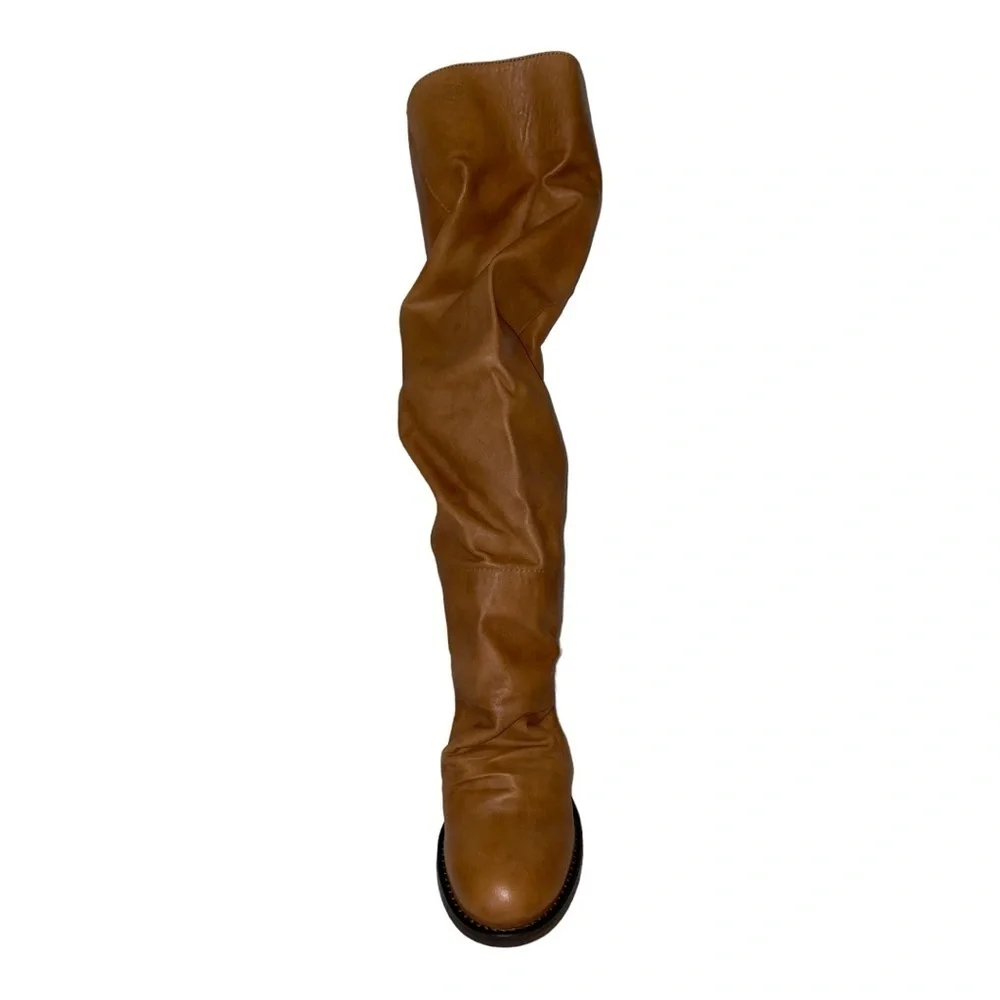 Free‎ People Elle Tall Tan Knee High Leather Women 6 Pull-On Slouchy Boot NEW